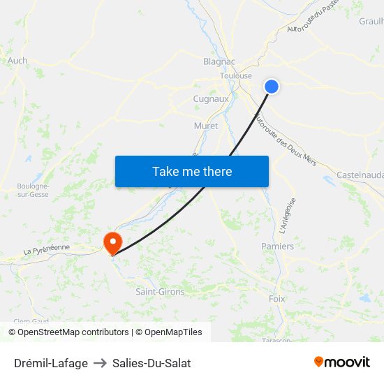 Drémil-Lafage to Salies-Du-Salat map