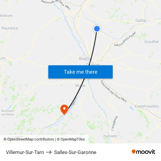 Villemur-Sur-Tarn to Salles-Sur-Garonne map