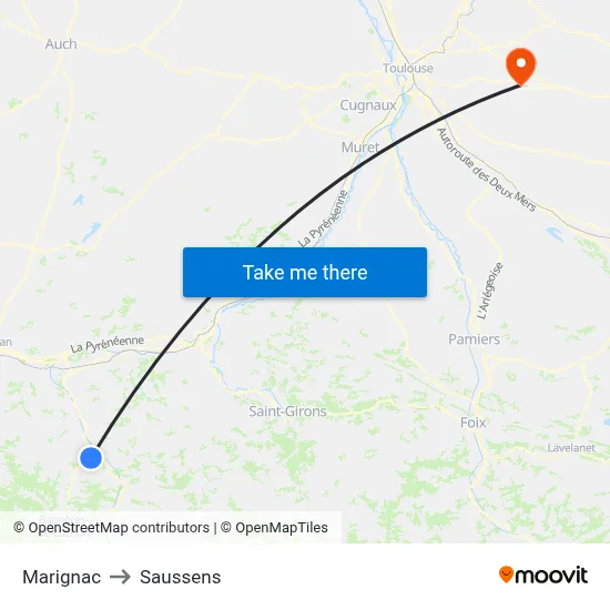Marignac to Saussens map