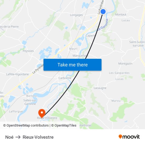 Noé to Rieux-Volvestre map