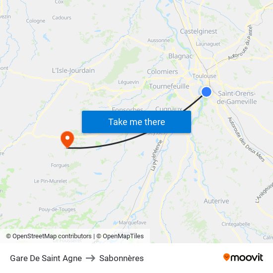 Gare De Saint Agne to Sabonnères map