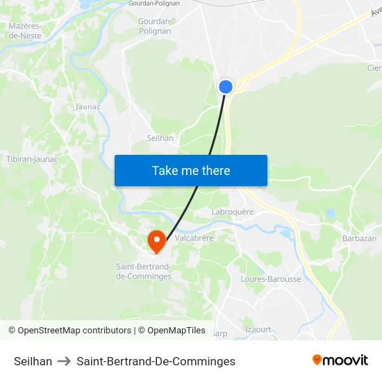 Seilhan to Saint-Bertrand-De-Comminges map