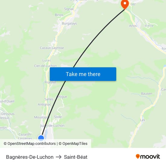 Bagnères-De-Luchon to Saint-Béat map