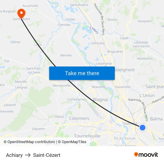 Achiary to Saint-Cézert map