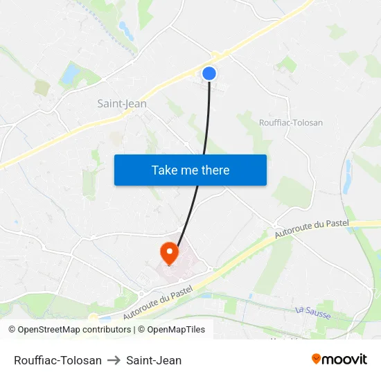 Rouffiac-Tolosan to Saint-Jean map