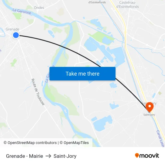 Grenade - Mairie to Saint-Jory map