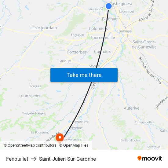 Fenouillet to Saint-Julien-Sur-Garonne map