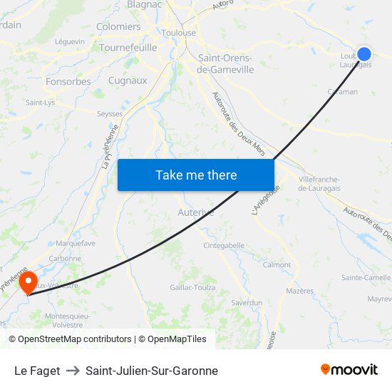 Le Faget to Saint-Julien-Sur-Garonne map