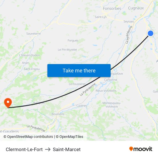 Clermont-Le-Fort to Saint-Marcet map