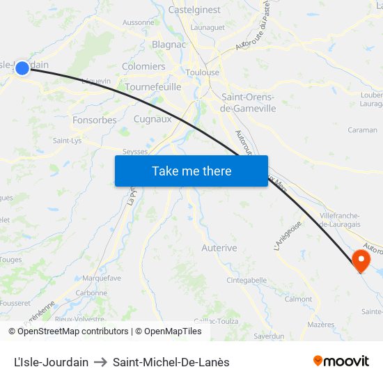 L'Isle-Jourdain to Saint-Michel-De-Lanès map