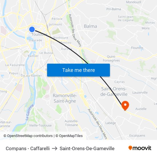 Compans - Caffarelli to Saint-Orens-De-Gameville map