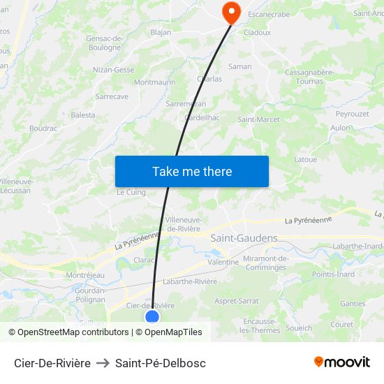 Cier-De-Rivière to Saint-Pé-Delbosc map