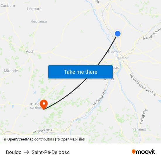 Bouloc to Saint-Pé-Delbosc map