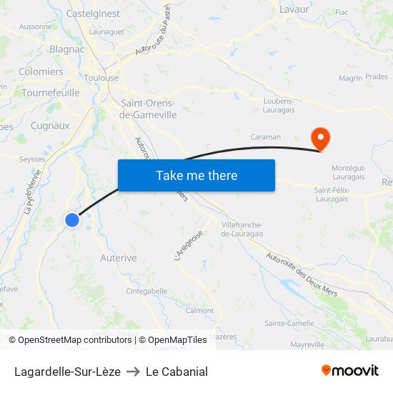 Lagardelle-Sur-Lèze to Le Cabanial map