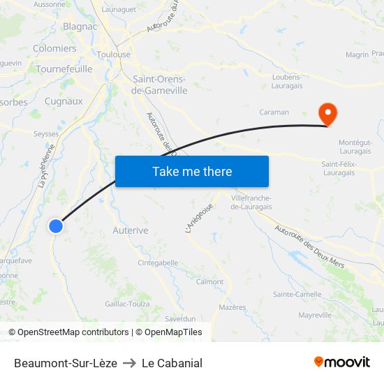 Beaumont-Sur-Lèze to Le Cabanial map