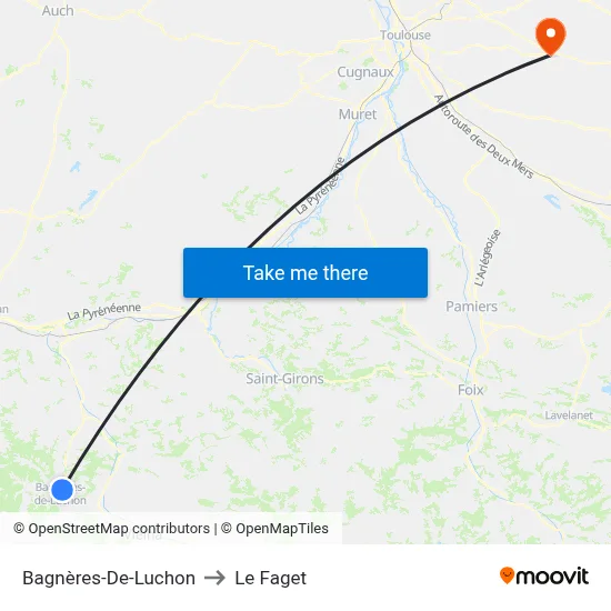 Bagnères-De-Luchon to Le Faget map