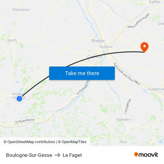 Boulogne-Sur-Gesse to Le Faget map