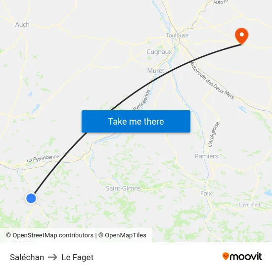 Saléchan to Le Faget map