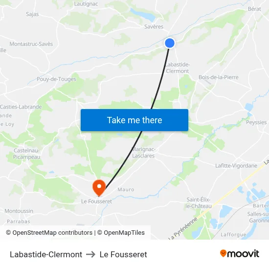 Labastide-Clermont to Le Fousseret map