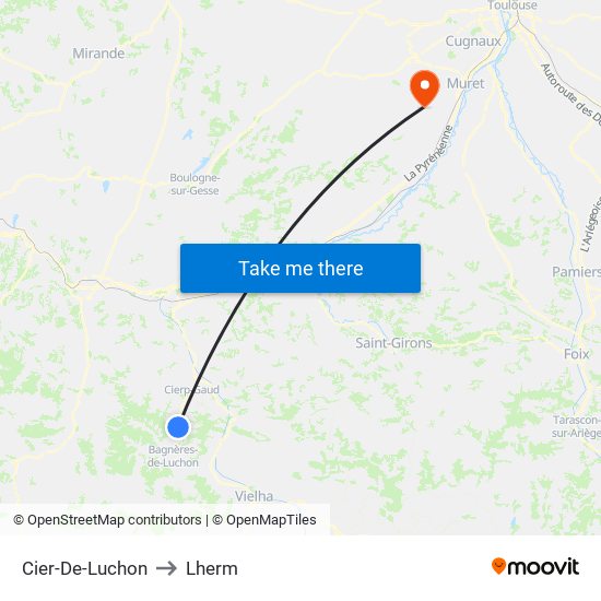 Cier-De-Luchon to Lherm map