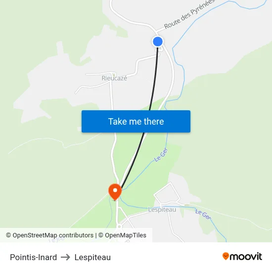 Pointis-Inard to Lespiteau map