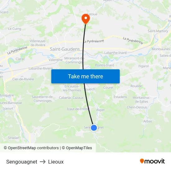 Sengouagnet to Lieoux map