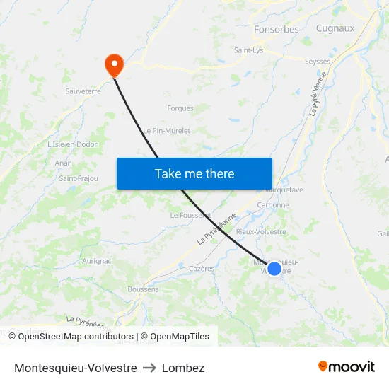 Montesquieu-Volvestre to Lombez map