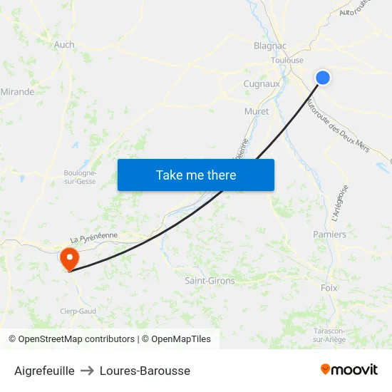 Aigrefeuille to Loures-Barousse map