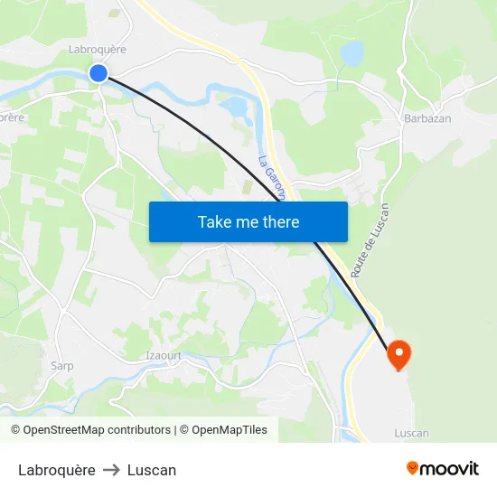 Labroquère to Luscan map