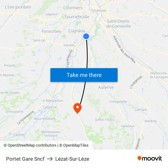 Portet Gare Sncf to Lézat-Sur-Lèze map