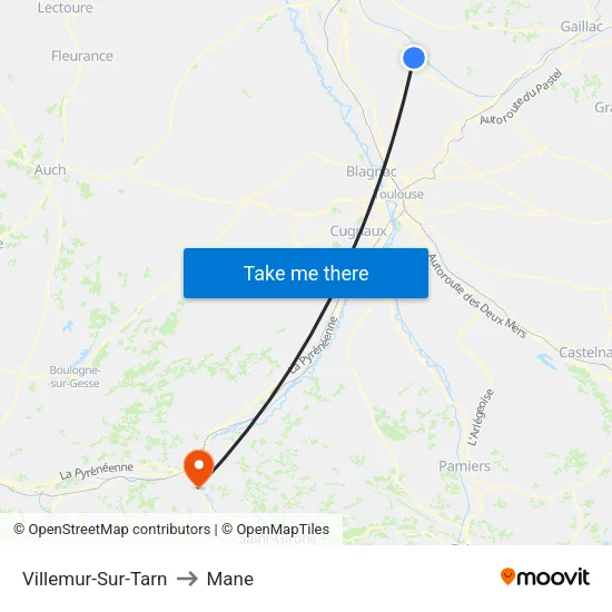 Villemur-Sur-Tarn to Mane map