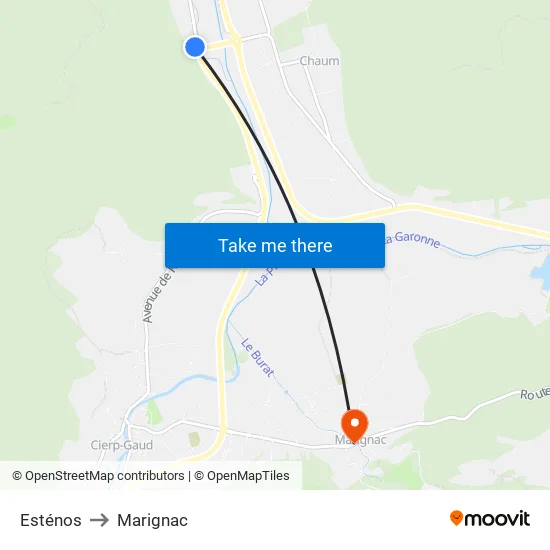 Esténos to Marignac map