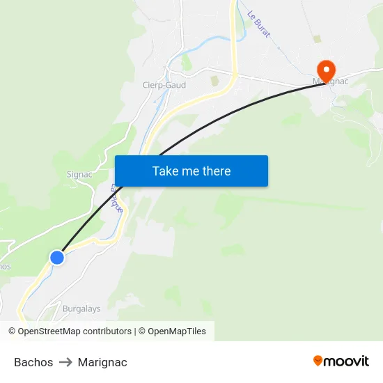 Bachos to Marignac map