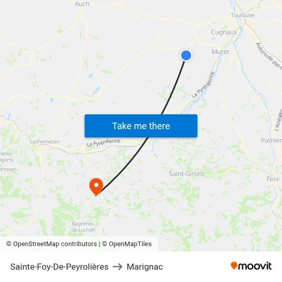 Sainte-Foy-De-Peyrolières to Marignac map
