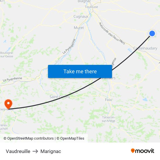 Vaudreuille to Marignac map