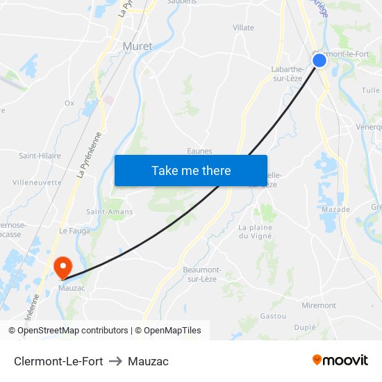 Clermont-Le-Fort to Mauzac map