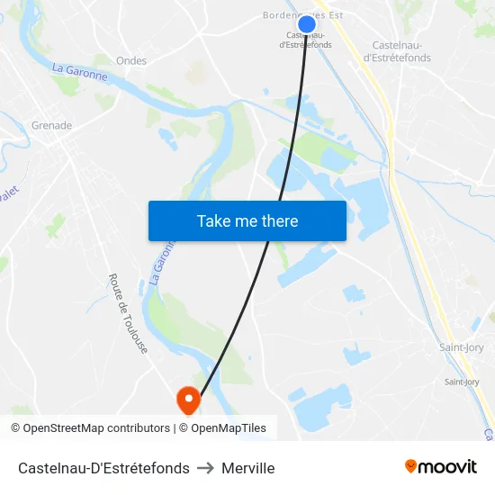 Castelnau-D'Estrétefonds to Merville map