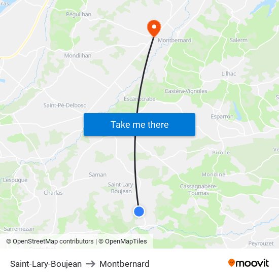 Saint-Lary-Boujean to Montbernard map