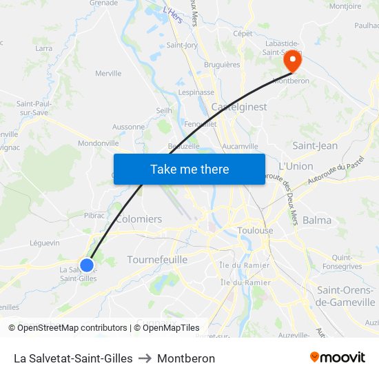 La Salvetat-Saint-Gilles to Montberon map