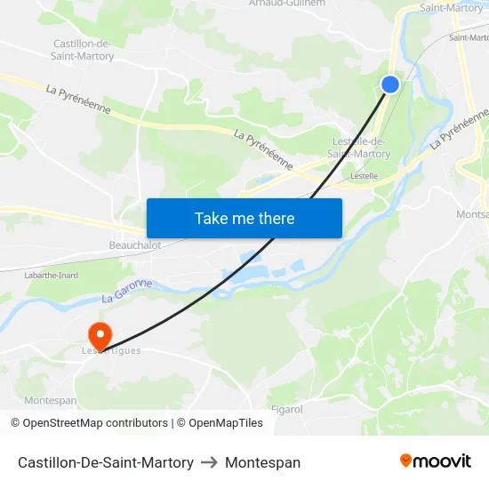 Castillon-De-Saint-Martory to Montespan map