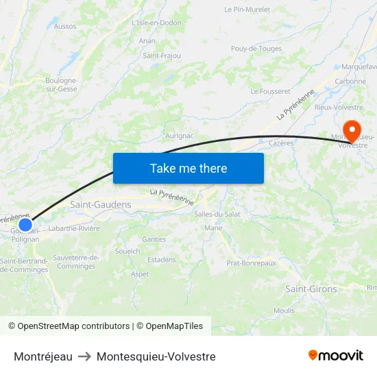 Montréjeau to Montesquieu-Volvestre map