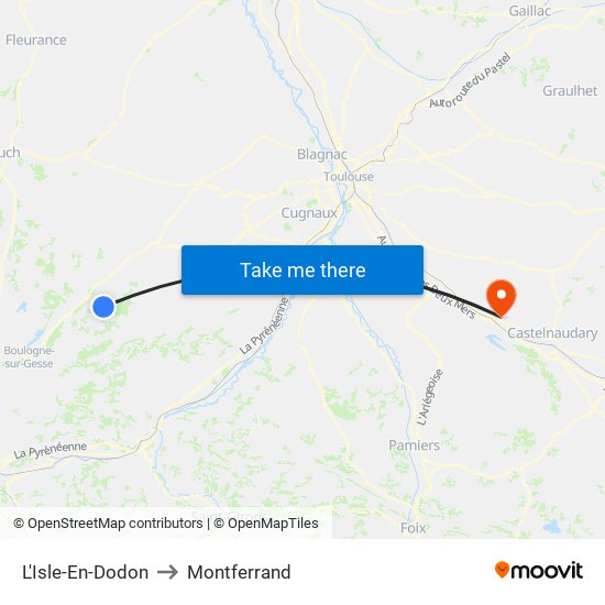 L'Isle-En-Dodon to Montferrand map