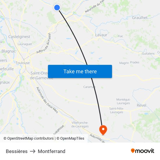 Bessières to Montferrand map