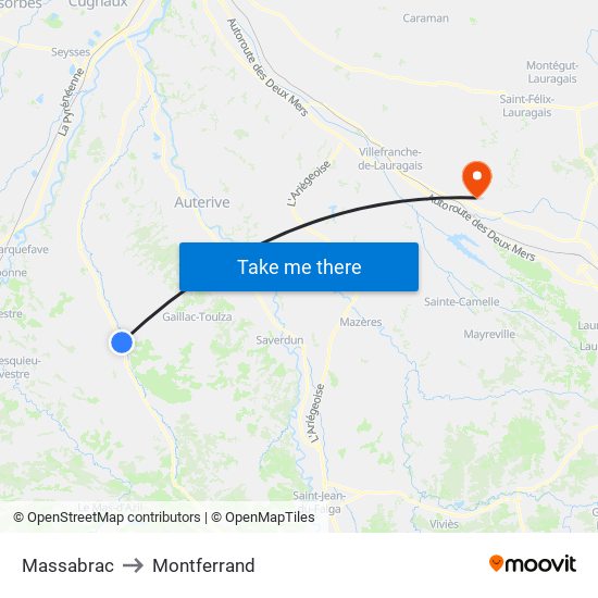 Massabrac to Montferrand map