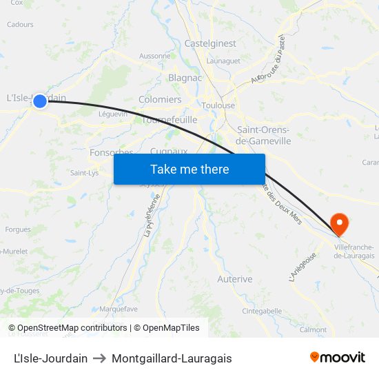 L'Isle-Jourdain to Montgaillard-Lauragais map