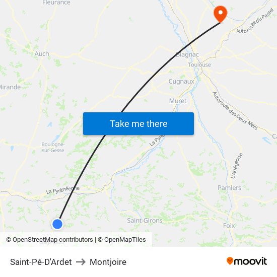 Saint-Pé-D'Ardet to Montjoire map