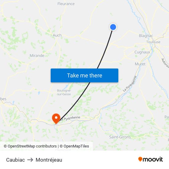 Caubiac to Montréjeau map