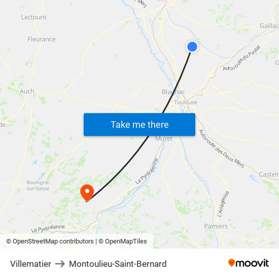 Villematier to Montoulieu-Saint-Bernard map