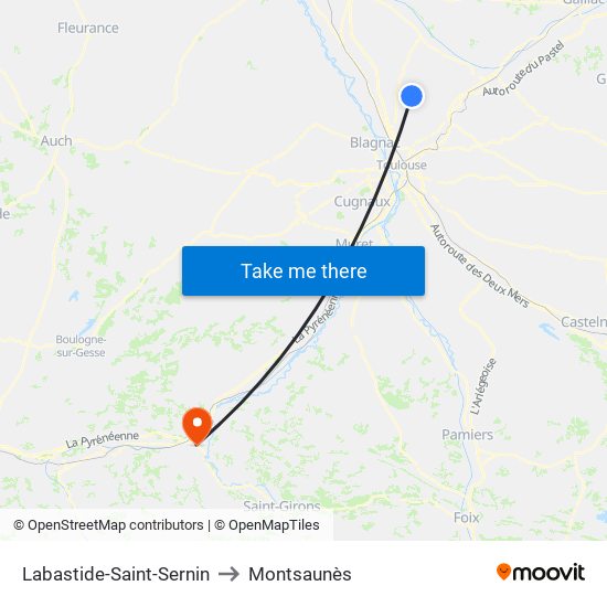 Labastide-Saint-Sernin to Montsaunès map