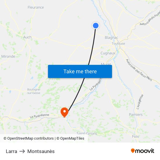 Larra to Montsaunès map